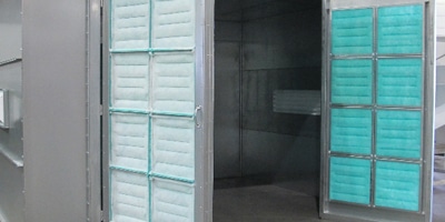 Filtered paint booth doors